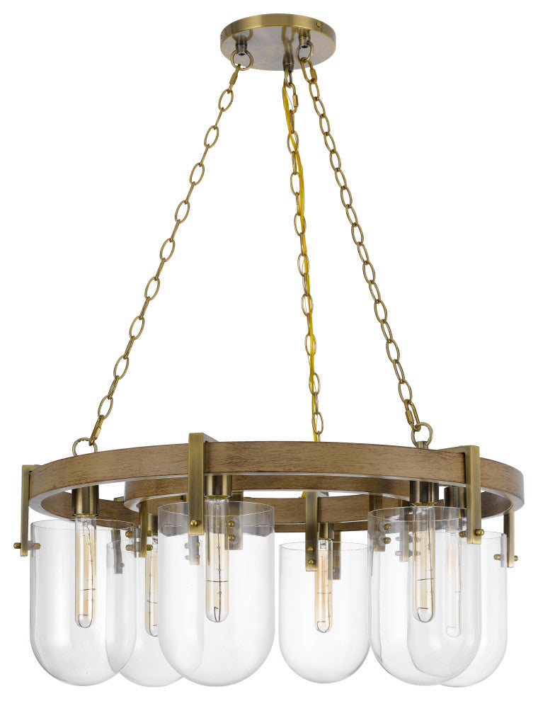 Stovall 60W metal/glass/birch wood hangin light, Fx-3812-6