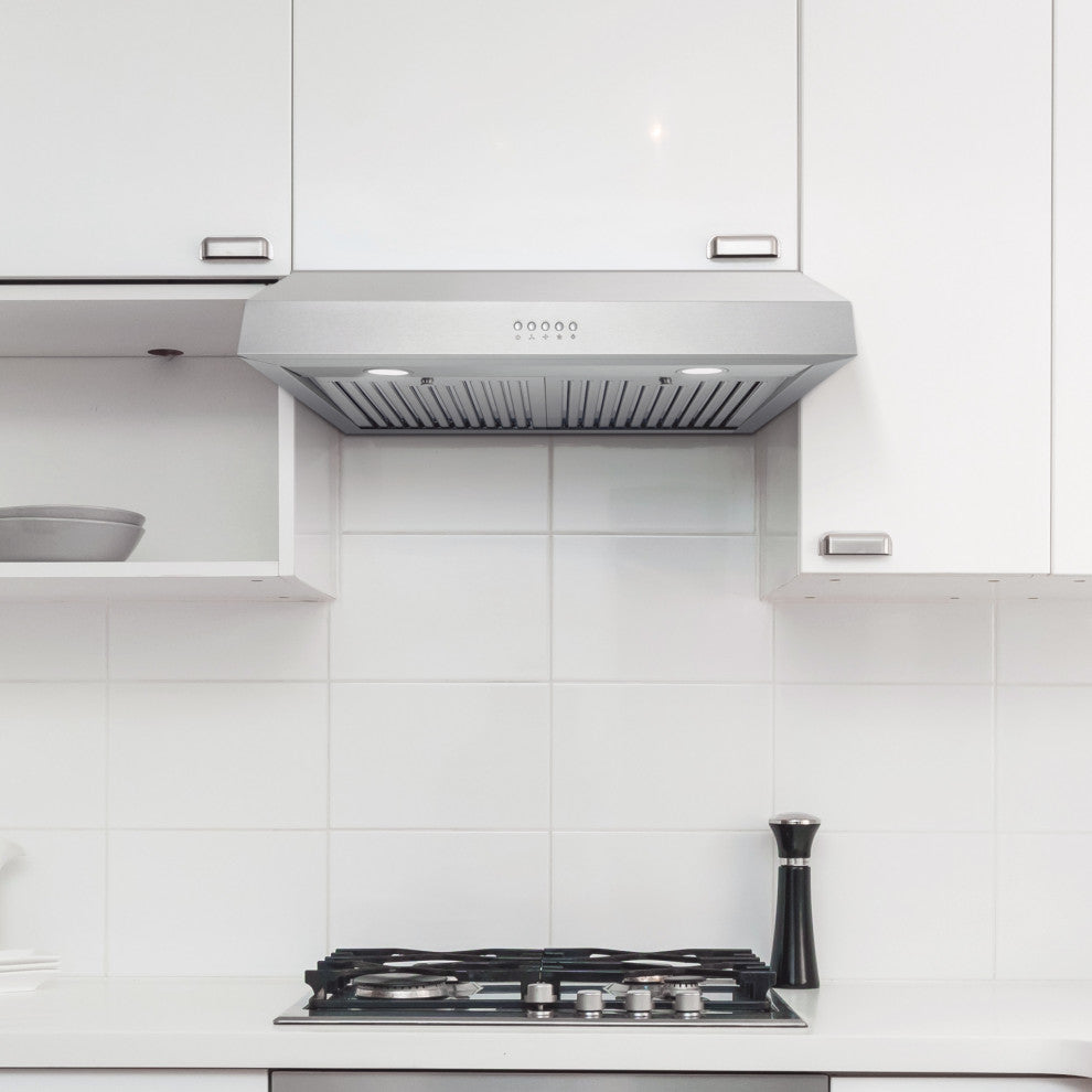 30" Under Cabinet Range Hood, Stainless Steel With LED Lights