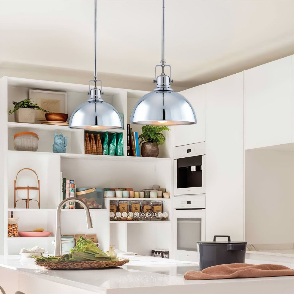Kira Home Belle 9" Pendant Light, Adjustable Length + Shade Swivel Joint, Chrome