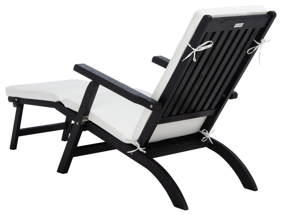 Safavieh Palmdale Outdoor Lounge Chair, Black/Beige