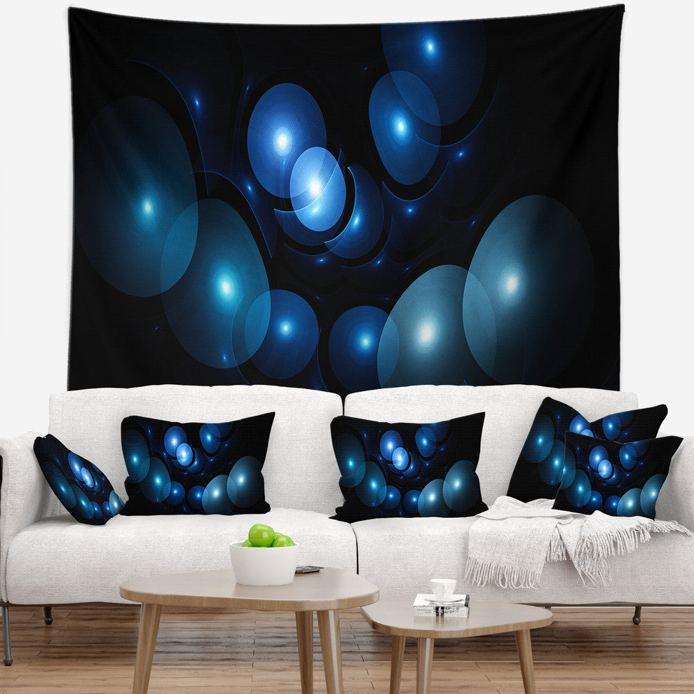 Bright Blue 3D Surreal Circles Abstract Wall Tapestry, 80"x68"