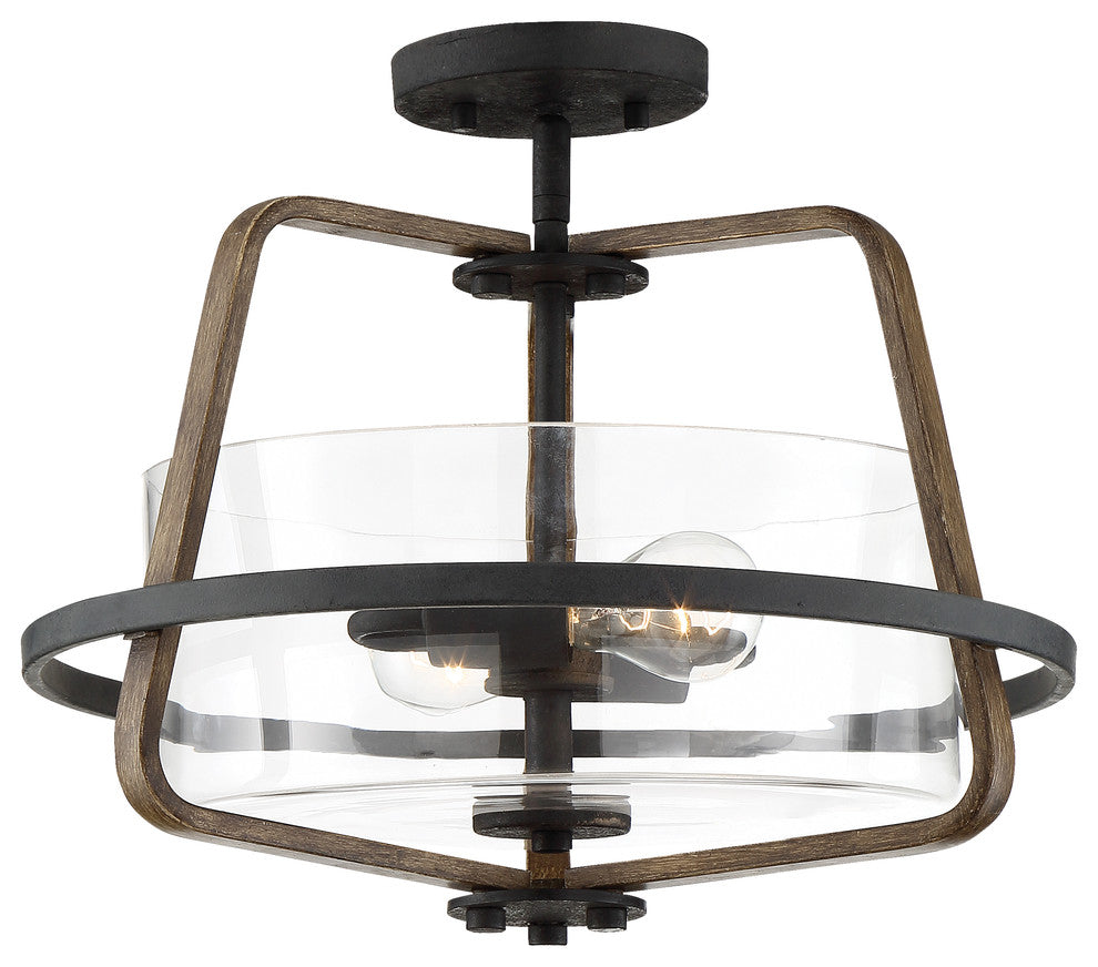 Ryder 2 Light Semi-Flushmount, Forged Black