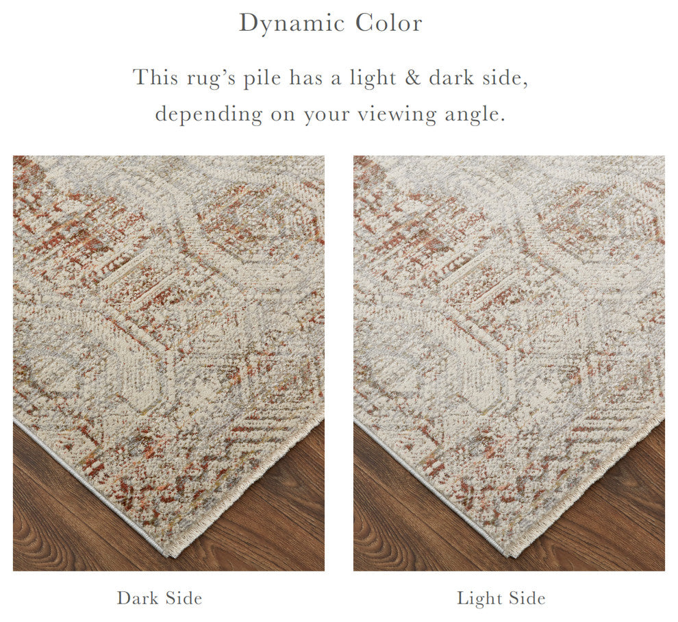 Frencess R39GK Transitional/Casual/Vintage Rug, Gray/Rust, 2'6"x8' Runner