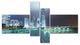 Night Pathway in Modern City, Cityscape Art Print on Canvas, 60"x32", 4 panels