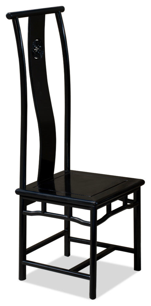 Black Rosewood Ming Chinese Longevity Tall Chair
