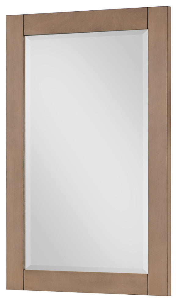 Ivy Rectangular Bathroom Wood Framed Wall Mirror, Brown Pine, 24"