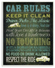 Car Rules Typography Art Wall Plaque