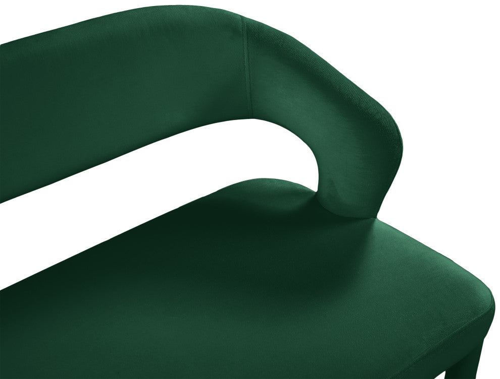 Destiny Upholstered Bench, Green, Velvet