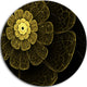 Light Yellow Metallic Fabric Flower, Large Disc Metal Wall Art, 23"