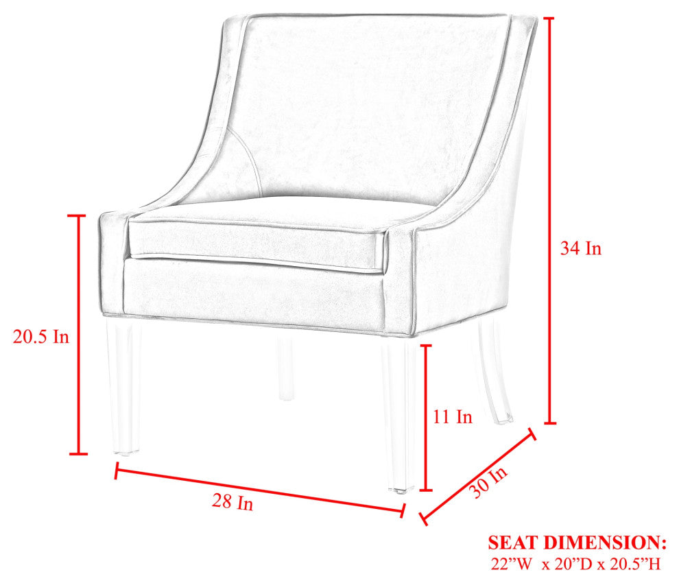 Nicole Miller Marc Velvet Accent Chair With Acrylic Legs, Purple