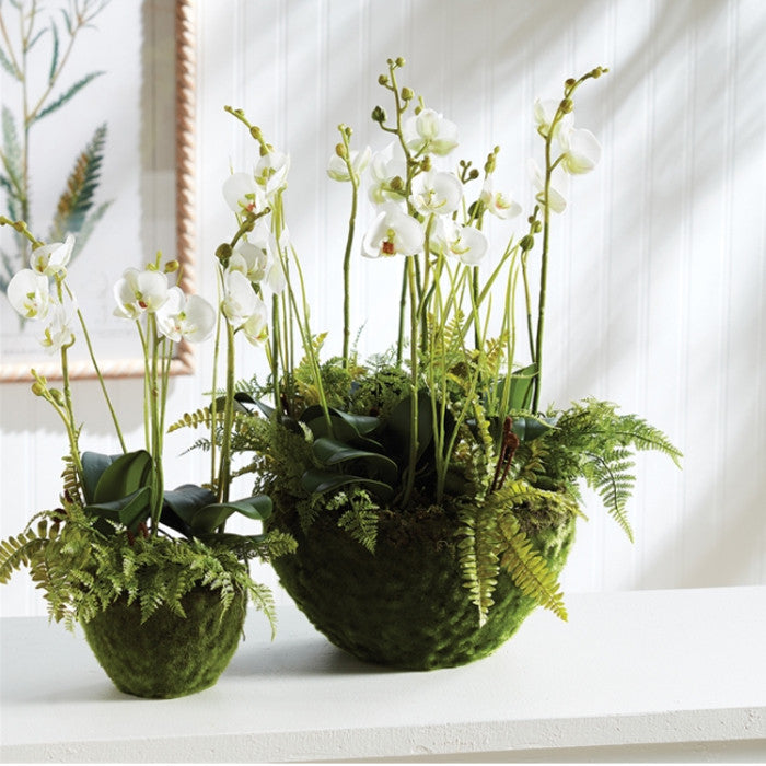 18in White Phalaenopsis Orchid Fern Faux Floral Artificial Plant Drop In Flowers