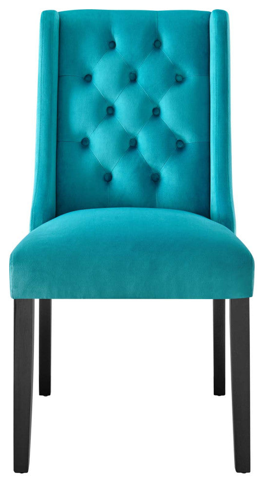 Side Dining Chair, Set of 2, Blue, Velvet, Modern, Cafe Bistro Hospitality