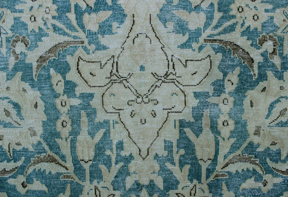 Fine Vintage Distressed Chelsea Blue and Beige Rug, 9''9x13''2