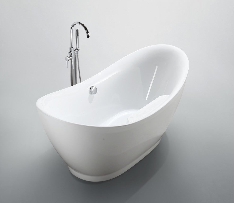 Salerno 68" Freestanding Bathtub, Glossy White