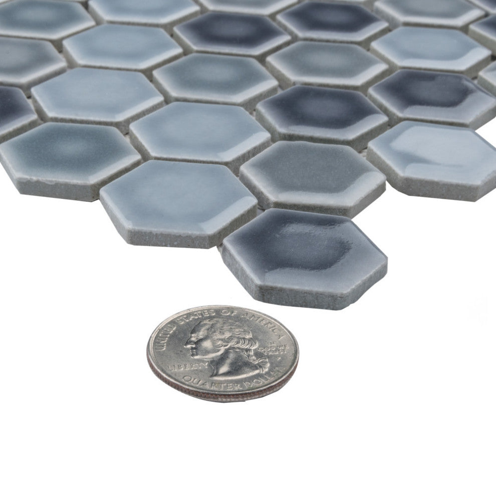 Hudson 1" Hex Stillwater Porcelain Floor and Wall Tile