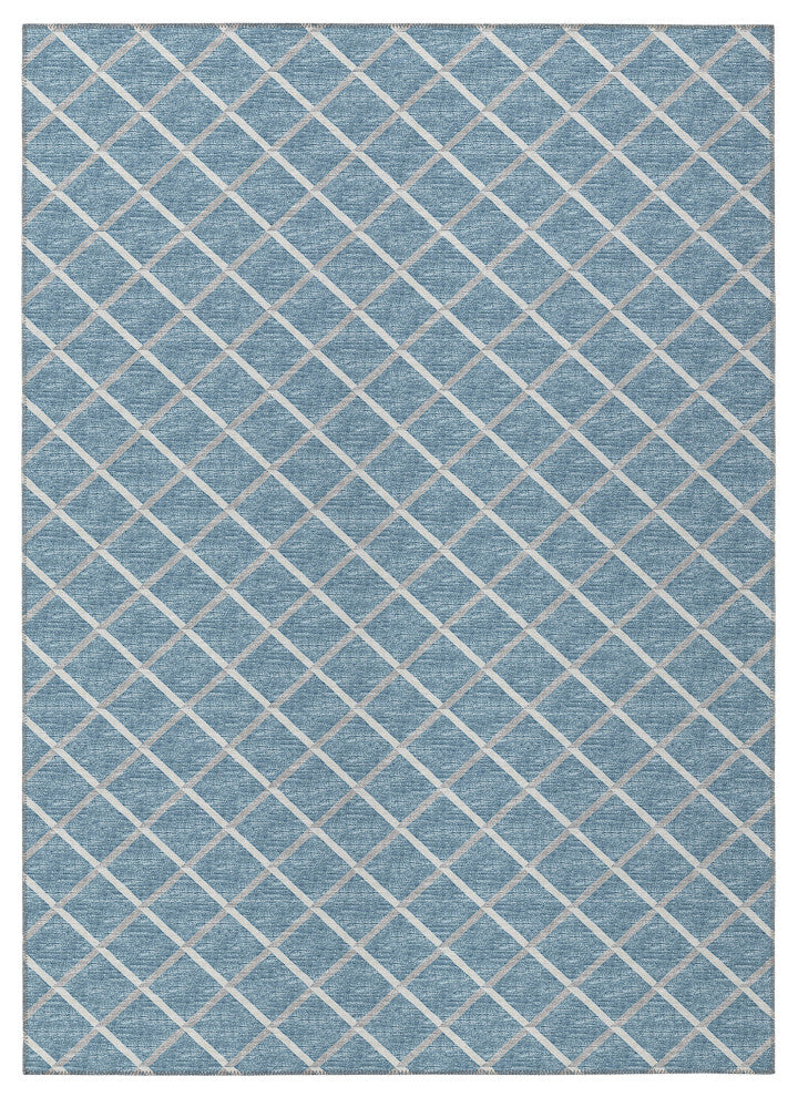 Indoor/Outdoor York YO1 Sky Blue Machine Washable 5' x 7'6" Rug