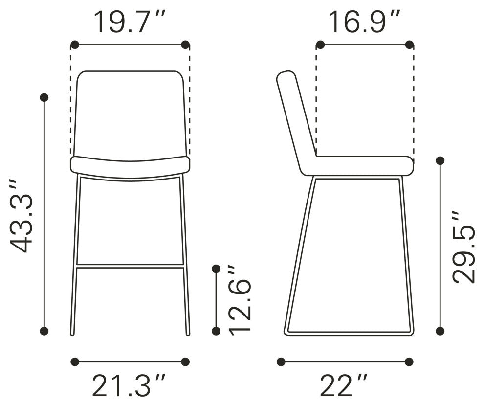 Mode Bar Chair, Set of 2 Yellow