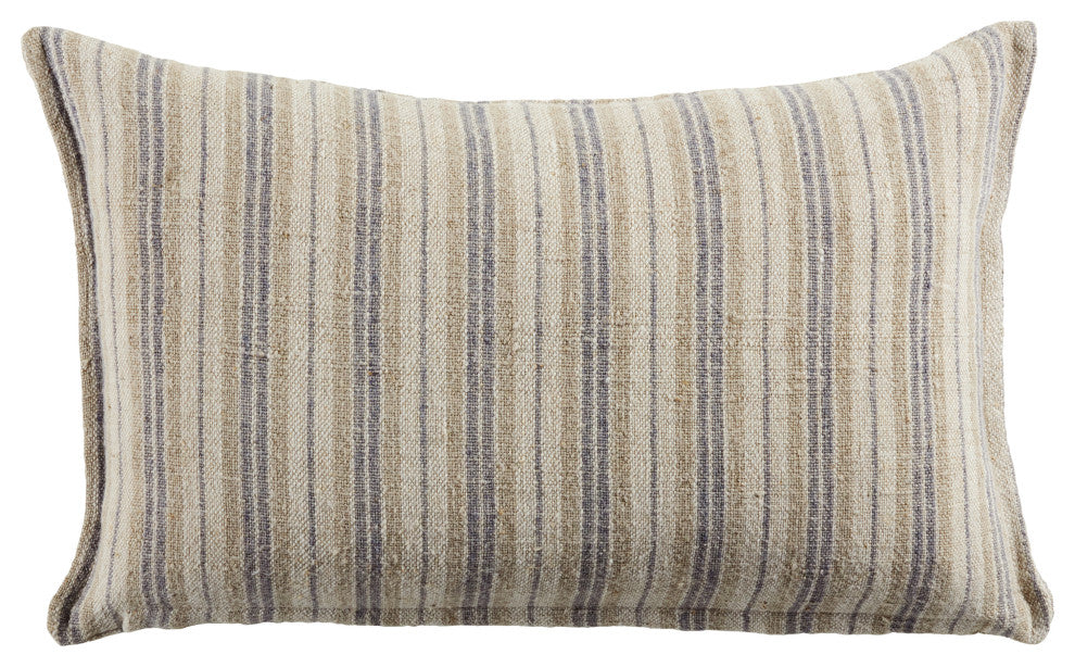 Jaipur Living Lucien Striped Pillow, Cream/Gray, 13"x21", Down Fill