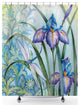 Iris Beauty Floral Shower Curtain, 72" x 72", Blue Dragonflies