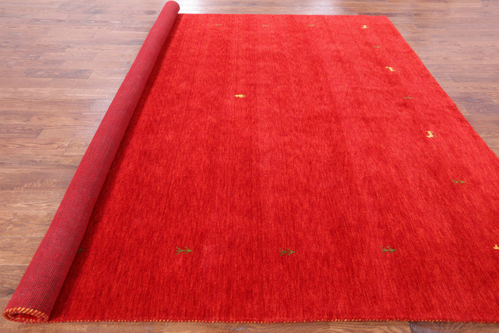 9' Square Hand-Knotted Persian Gabbeh Wool Rug Q4307