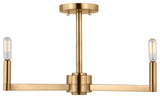 Fullton Three Light Semi-Flush Mount, Satin Brass