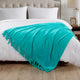 Braided Rope Flannel Fleece Throw, Baltic Blue, 50"x60"