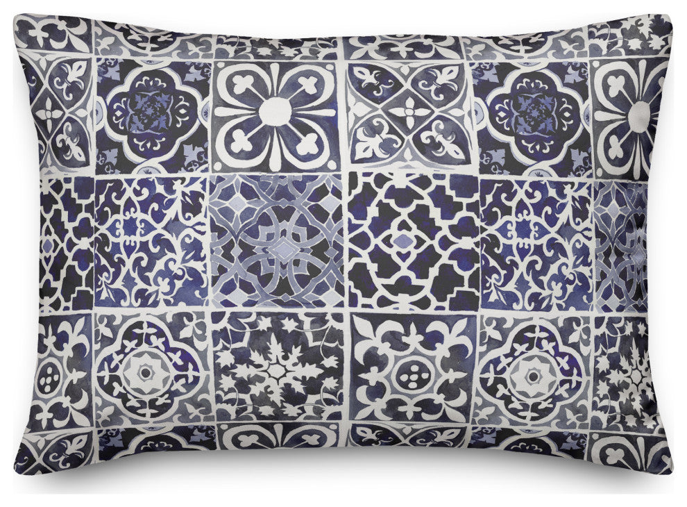 Blue Tiles Pattern 14x20 Spun Poly Pillow