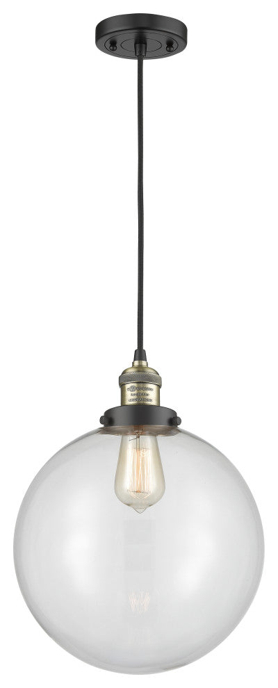 Beacon Mini Pendant, Black Antique Brass, Clear