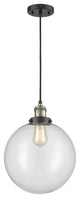 Beacon Mini Pendant, Black Antique Brass, Clear
