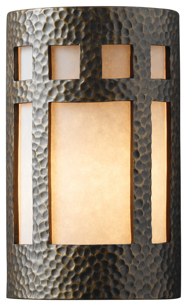 Ambiance Small Prairie Window, Outdoor Wall Sconce, Brass, White