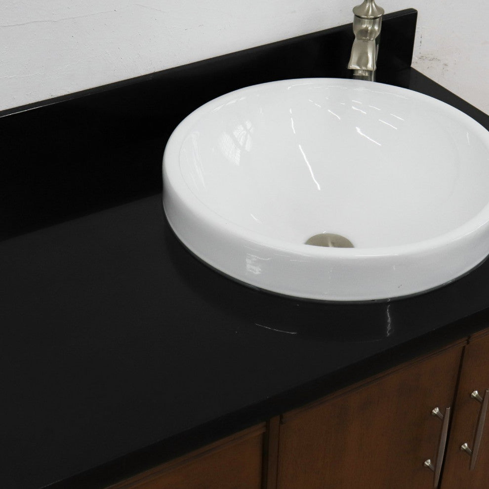 37" Single Vanity, Walnut Finish With Black Galaxy