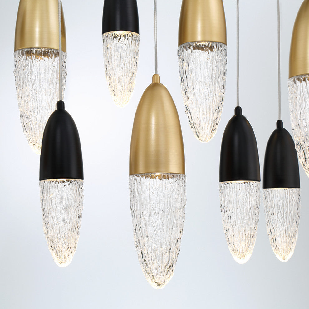 Ecrou 3-Light Chandelier, Mixed Black + Brass