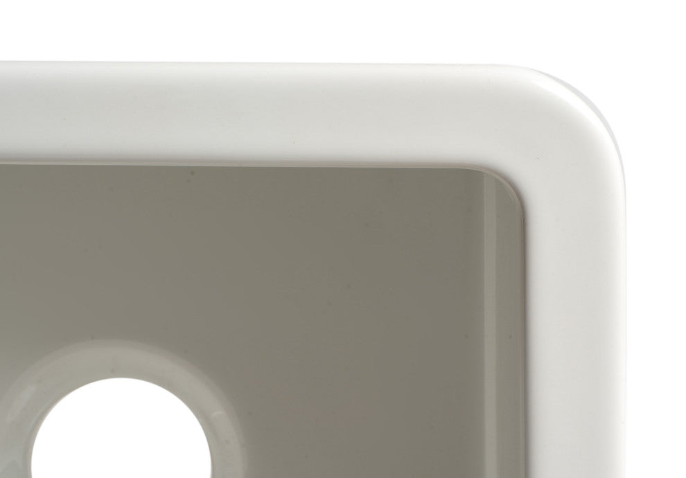 ALFI brand ABF1818S-W White Square 18" x 18" Undermount Fireclay Prep Sink
