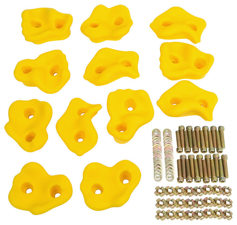 Swing Set Textured Rock Holds With Mounting Hardware, Set of 12, Yellow