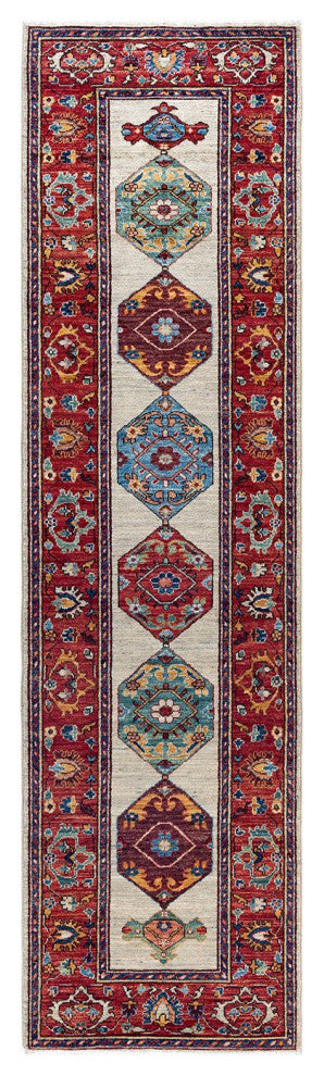 Tribal One-of-a-Kind Hand-Knotted Area Rug Beige, 2' 8" x 9' 9"