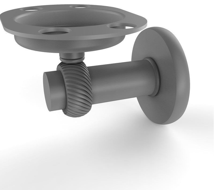 Mercury Tumbler and Toothbrush Holder with Twisted Accents, Matte Gray