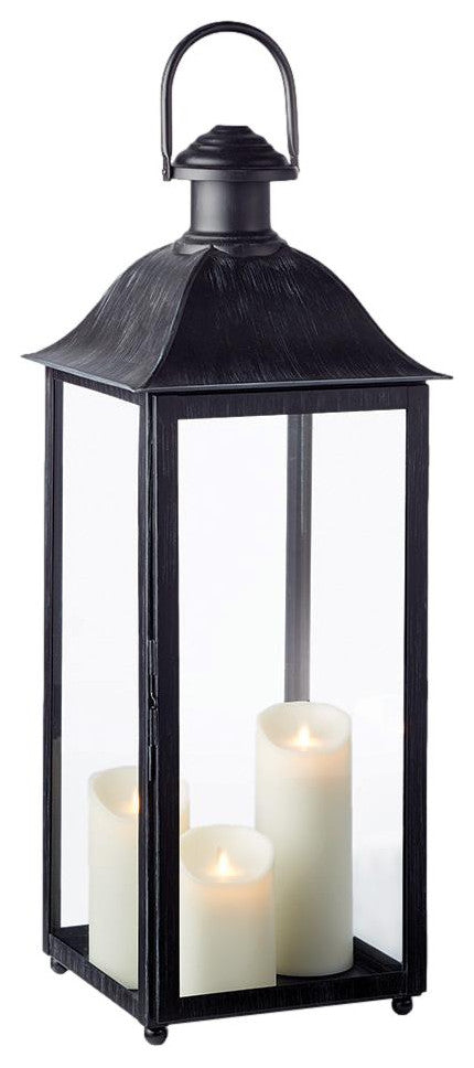 Classic Tall Carriage Antique Style Candle Lantern Black Metal Outdoor Patio