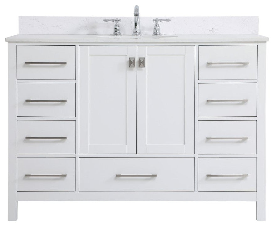 Iris 48" Single Bathroom Vanity, White With Backsplash