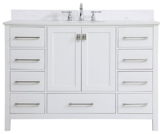 Iris 48" Single Bathroom Vanity, White With Backsplash