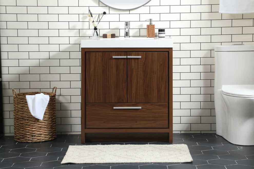 Walker 30" Single Bathroom Vanity, Walnut