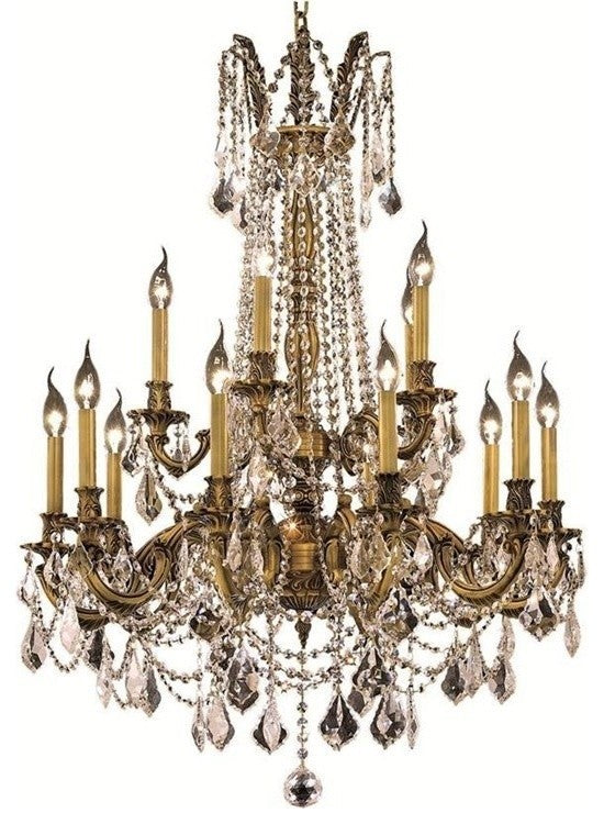 Elegant Rosalia Dining Room Light, French Gold Finish With Elegant Cut Crystal