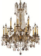 Elegant Rosalia Dining Room Light, French Gold Finish With Elegant Cut Crystal