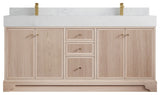 Manhattan 72 Double Sink Bath Vanity in White Oak with 5" Empira Quartz