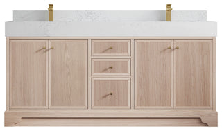 Manhattan 72 Double Sink Bath Vanity in White Oak with 5" Empira Quartz