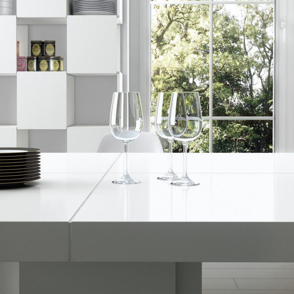 Contemporary Square Wood Dining Table, High Gloss White