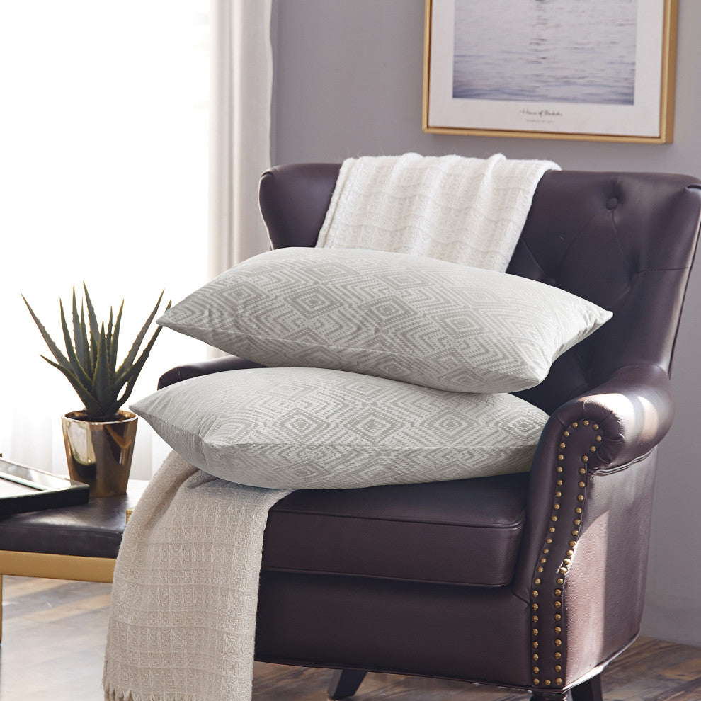 IKAT Velvet Pillow Shell Sets, Silver, 26" X 14"