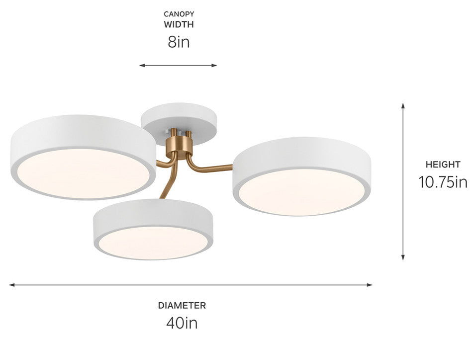 Sago 3 Light Semi Flush Light, White