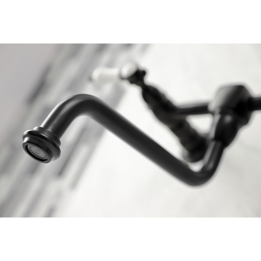 Kingston Brass KS1210BPL Bel Air Wall Mount Bathroom Faucet, Matte Black
