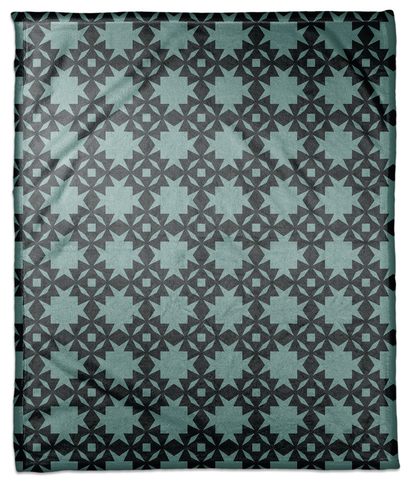 Folk Southwestern Pattern in Blue Fleece Blanket