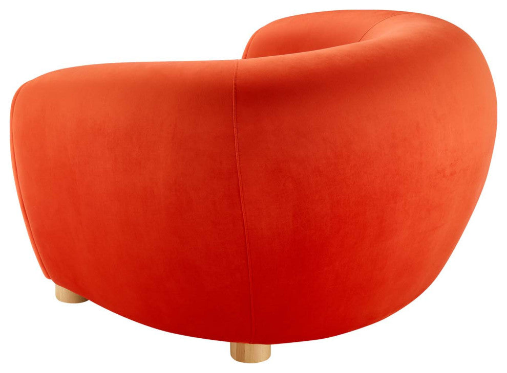 Armchair Accent Chair, Velvet, Orange, Modern, Living Lounge Hotel Hospitality